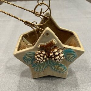 Star-Shaped ceramic Plant pot Holiday Ornament Holder EUC